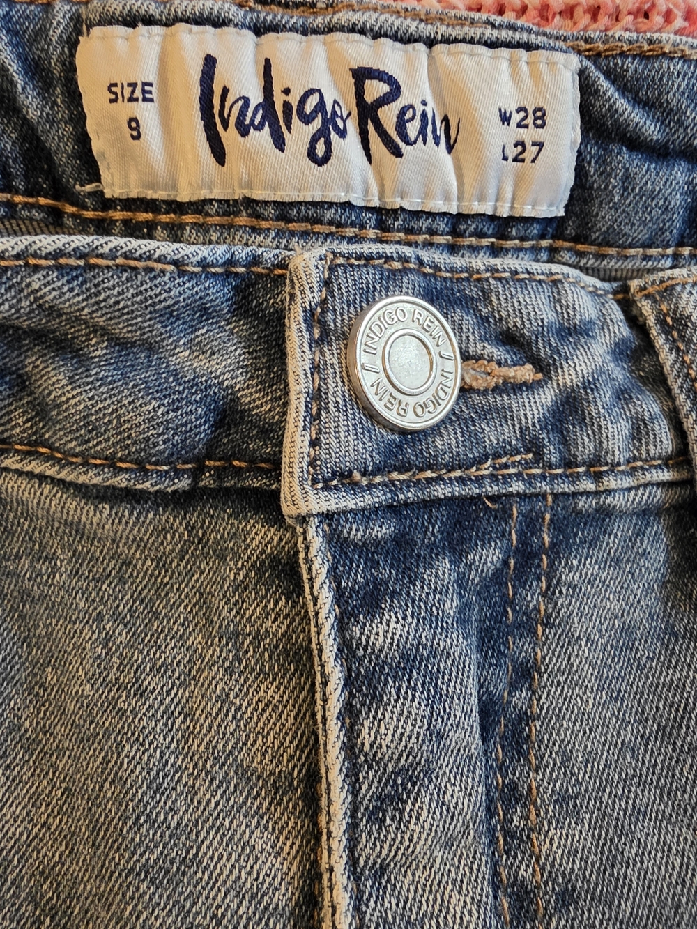 Indigo Rein Woman's Distressed Blue Denim Jeans - Classic Straight Fit